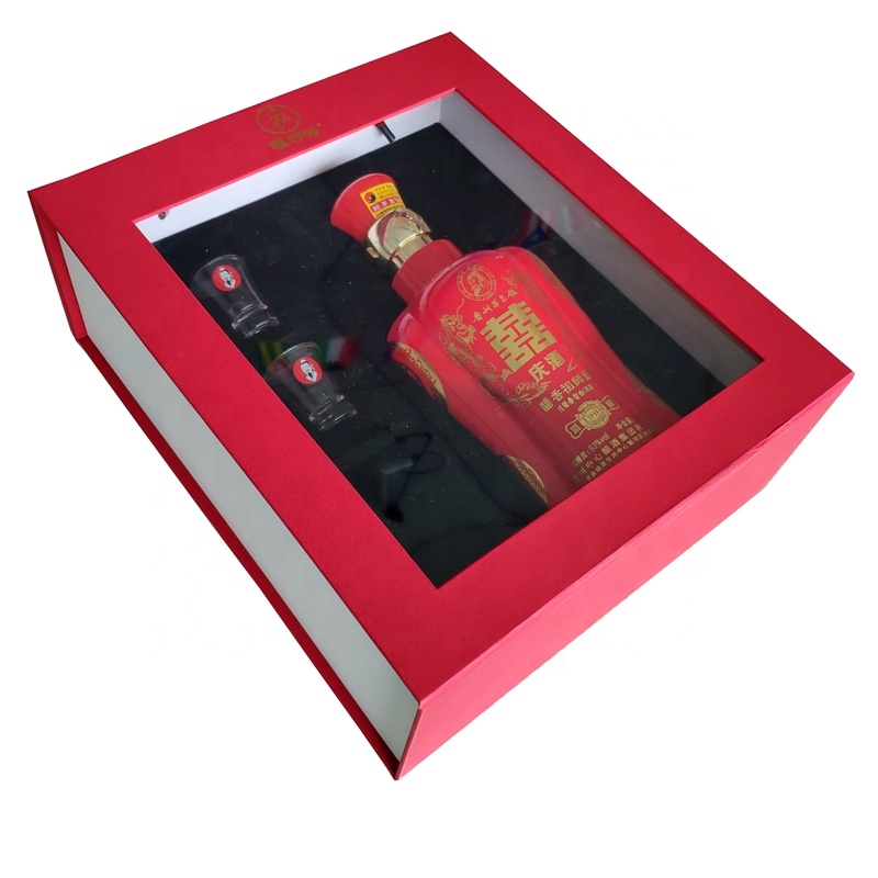 Cotton handles luxury red soft touch paper wine box Cotton handles luxury red soft touch paper wine box