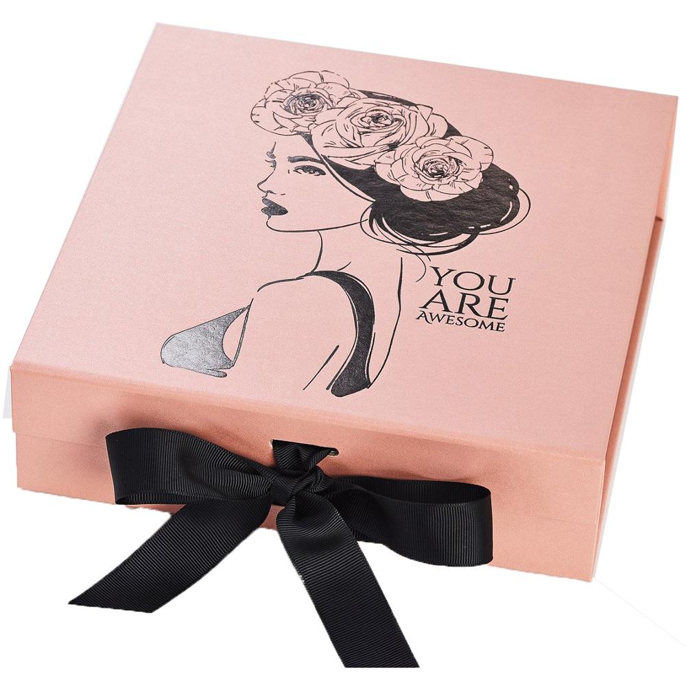 Custom clothing folding box with ribbon Custom clothing folding box with ribbon