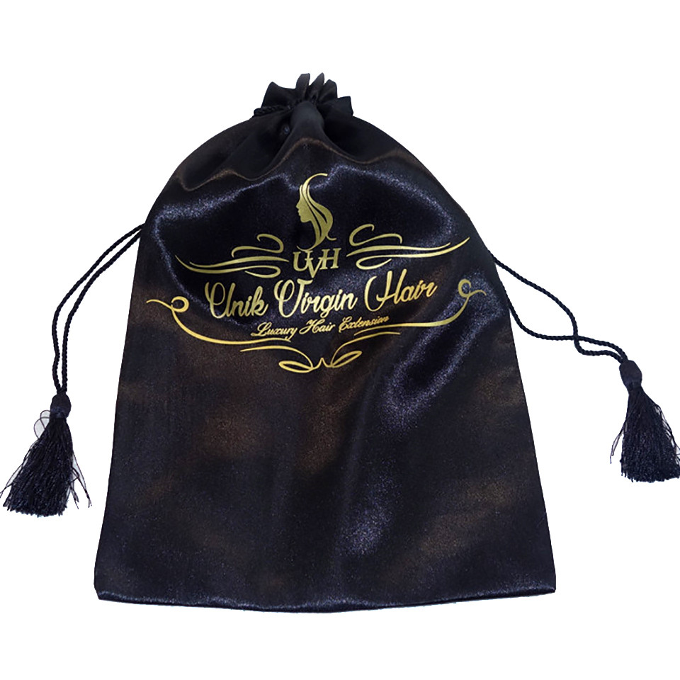 Custom drawstring virgin hair satin bags Custom drawstring virgin hair satin bags