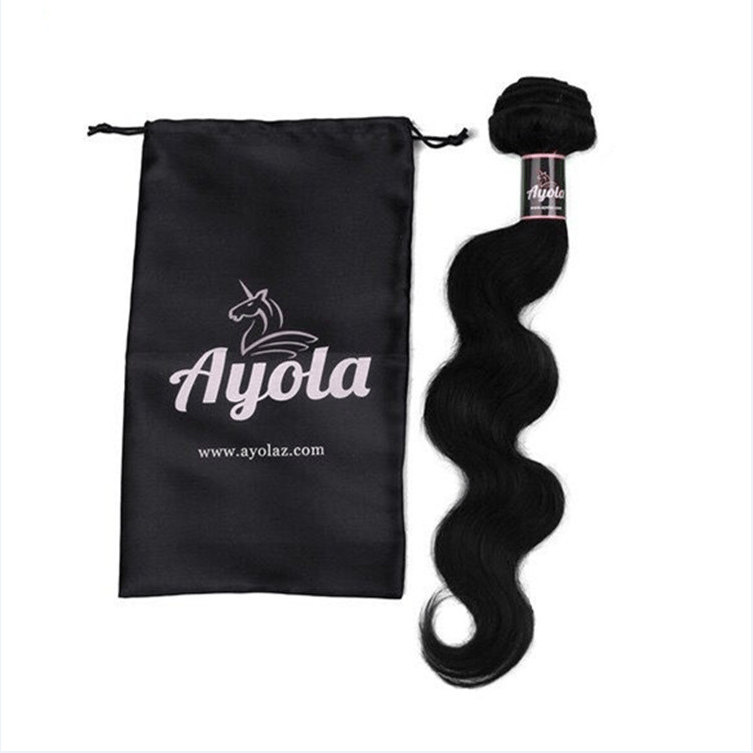 Custom drawstring virgin hair satin bags Custom drawstring virgin hair satin bags