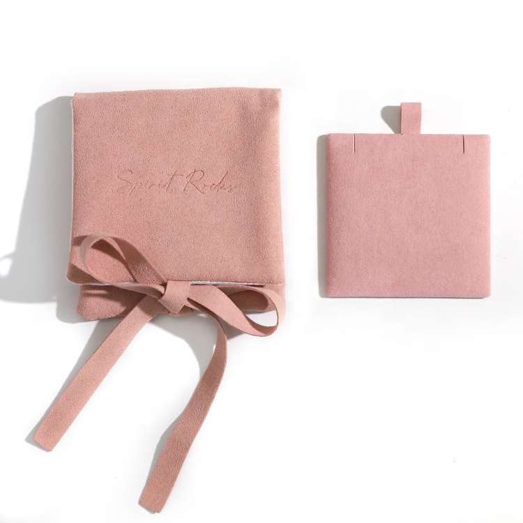 Velvet envelop jewelry gift bag with gold foil logo Custom foldable velvet envelop jewelry beige gift bag with gold foil logo -katady.com