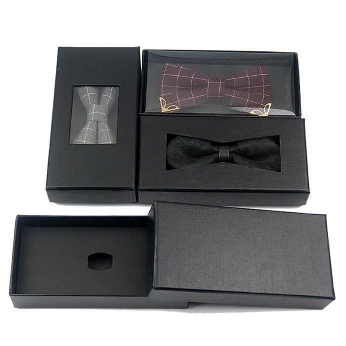 Custom high quality black cardboard tie boxes with window Custom high quality black cardboard tie boxes with window