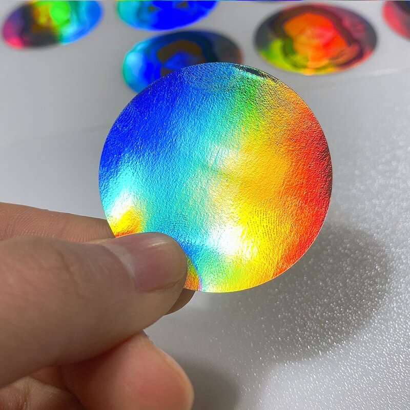 Custom laser effect two layers paper round warning stickers Custom laser effect two layers paper round warning stickers