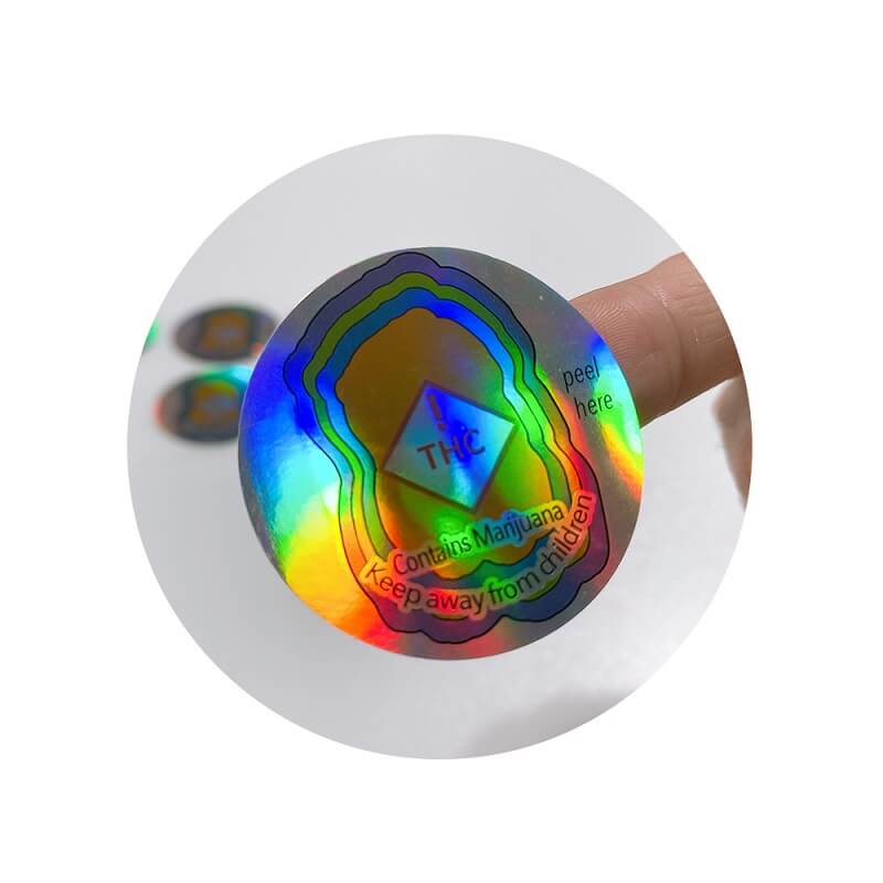 Custom laser effect two layers paper round warning stickers Custom laser effect two layers paper round warning stickers