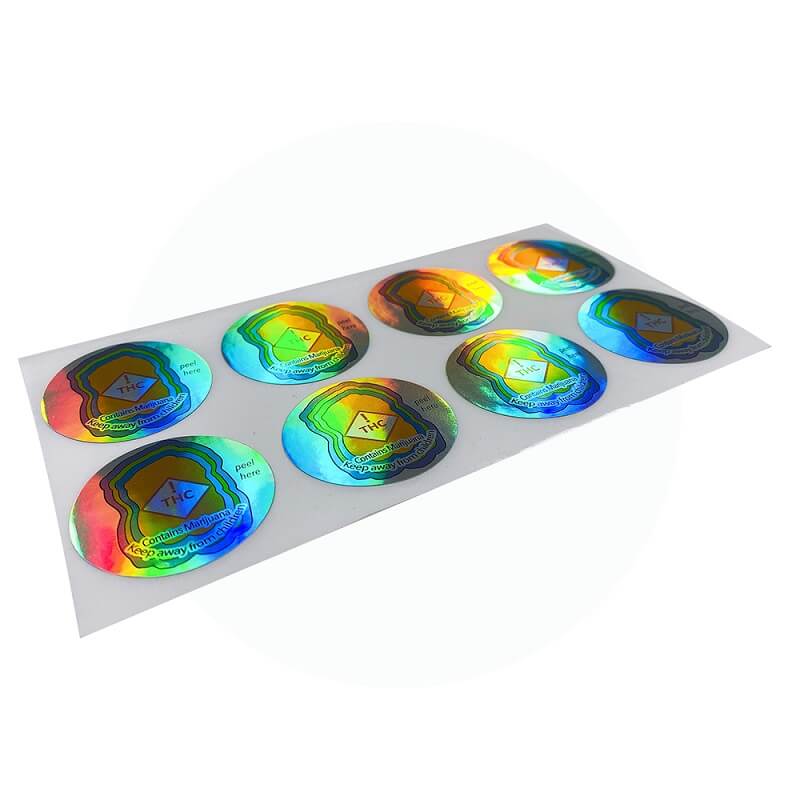Custom laser effect two layers paper round warning stickers Custom laser effect two layers paper round warning stickers