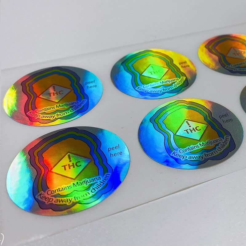 Custom laser effect two layers paper round warning stickers Custom laser effect two layers paper round warning stickers