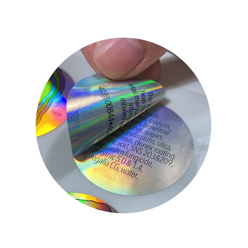Custom laser effect two layers paper round warning stickers Custom laser effect two layers paper round warning stickers
