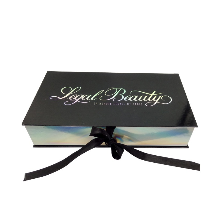 Laser paper with spray UV cosmetics box Custom luxury colorized printing Laser paper spray UV cosmetics flip-top Packaging box