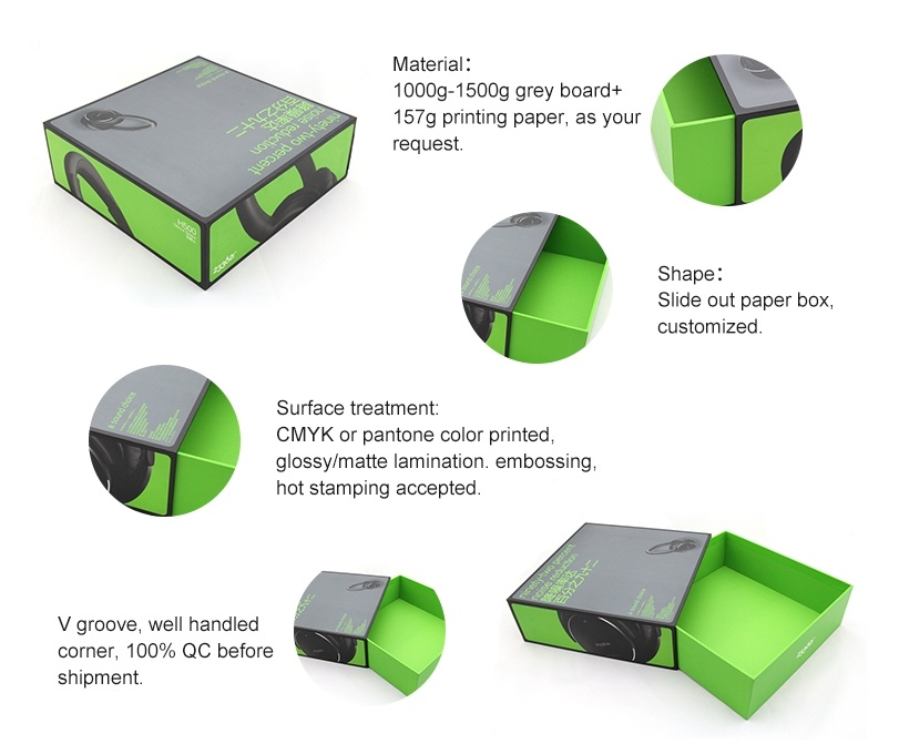Custom newest rigid headset drawer packaging box Custom newest rigid headset drawer packaging box