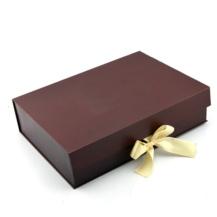 Custom paper folding gift box with silk ribbon