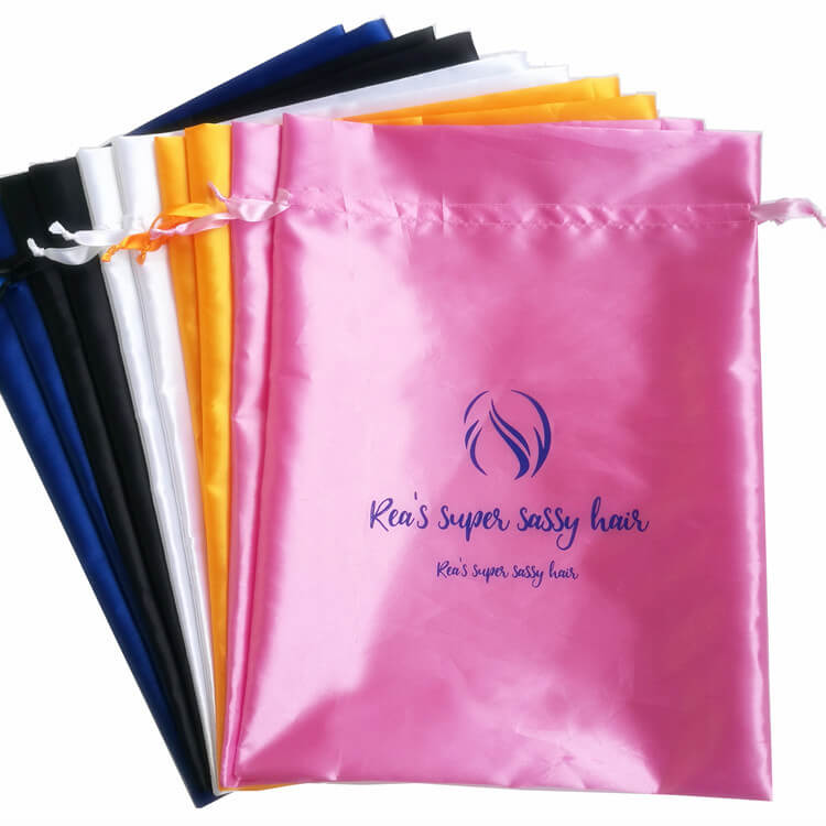 Silk satin hair bags small drawstring bags custom pink weave virgin silk satin hair bags small drawstring bags cheap satin pouch