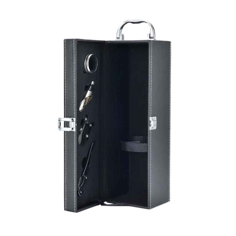 PU leather premium gift wine luxury bottle packaging box katady.com Custom wholesale black pu leather premium gift wine luxury bottle packaging box single classical single red gift wine box