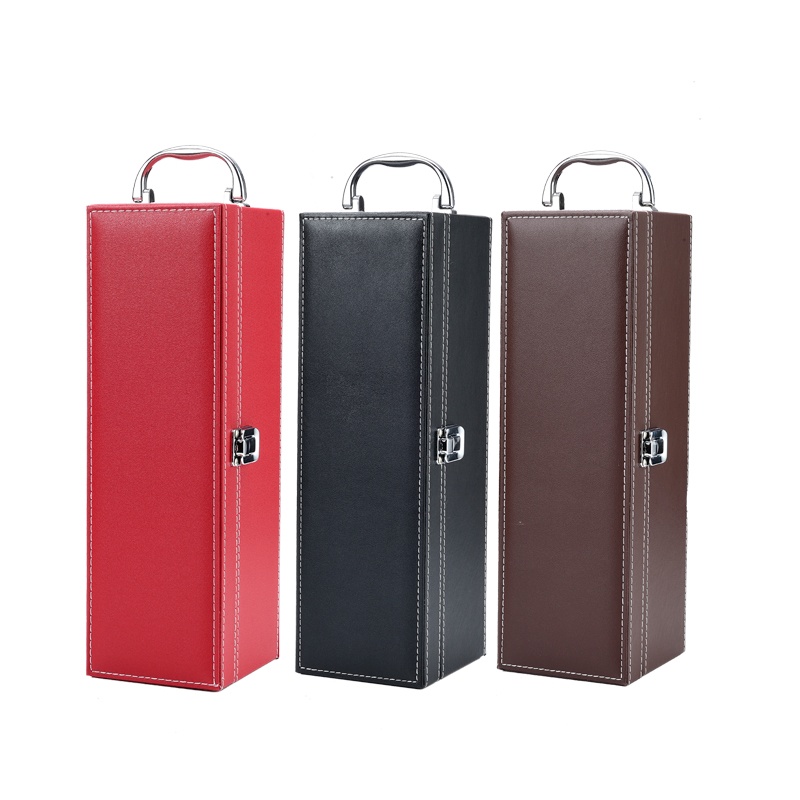 PU leather premium gift wine luxury bottle packaging box katady.com Custom wholesale black pu leather premium gift wine luxury bottle packaging box single classical single red gift wine box