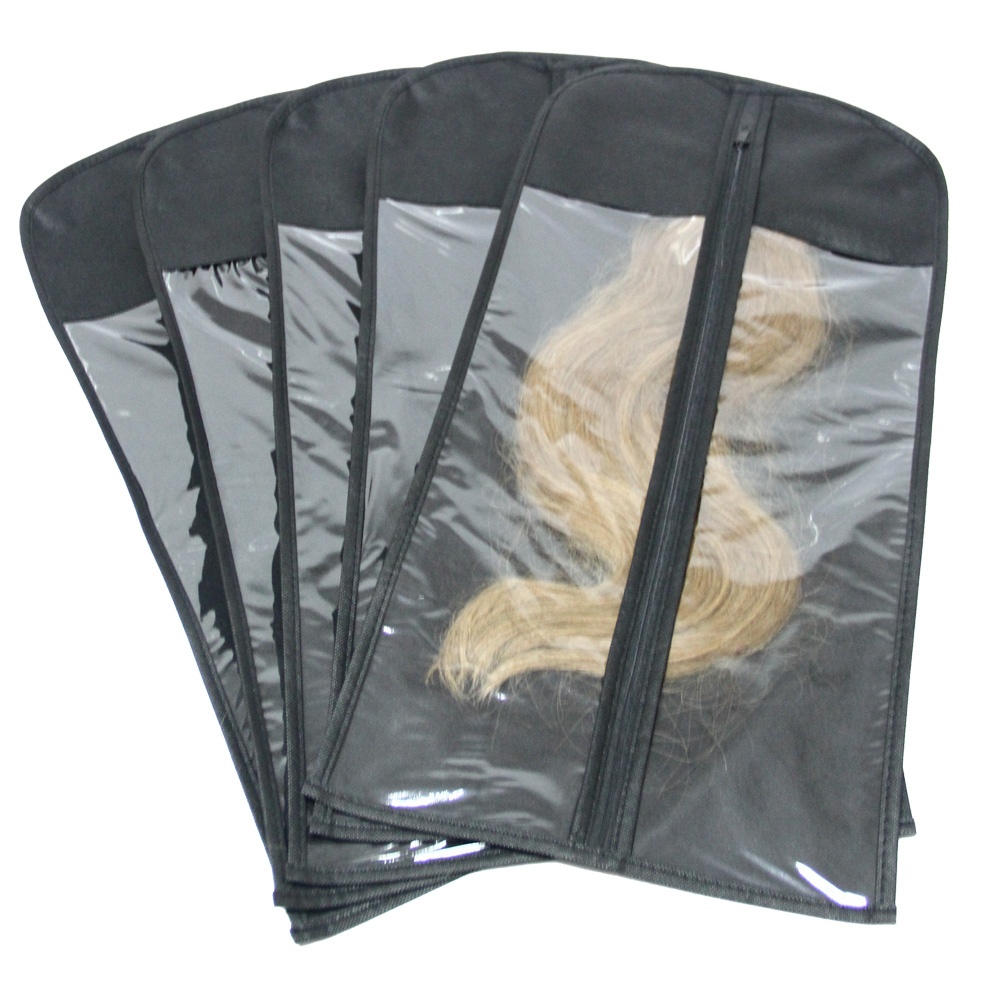 Oxford cloth wig bag with PVC window and zipper Oxford cloth wig bag with PVC window and zipper