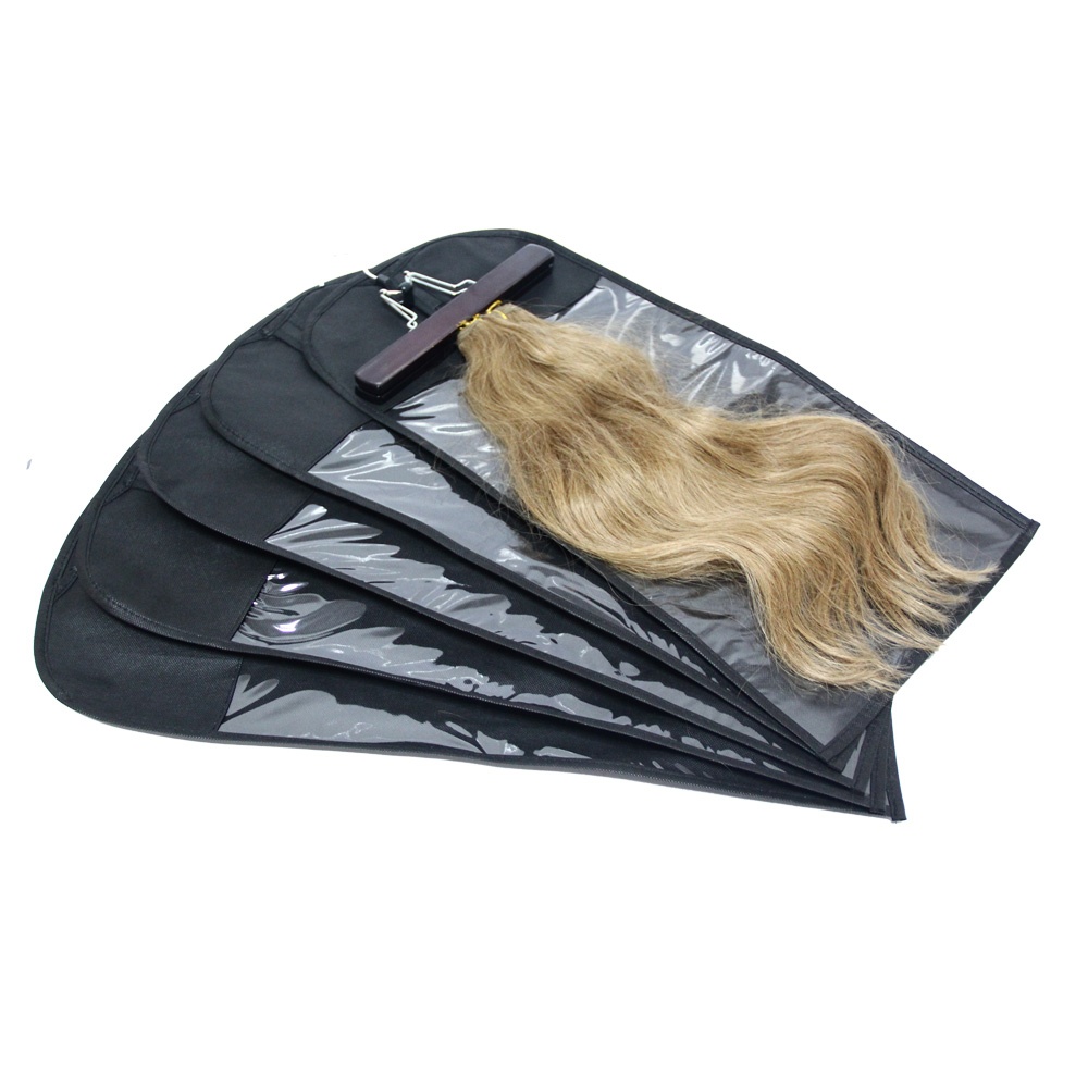 Oxford cloth wig bag with PVC window and zipper Oxford cloth wig bag with PVC window and zipper