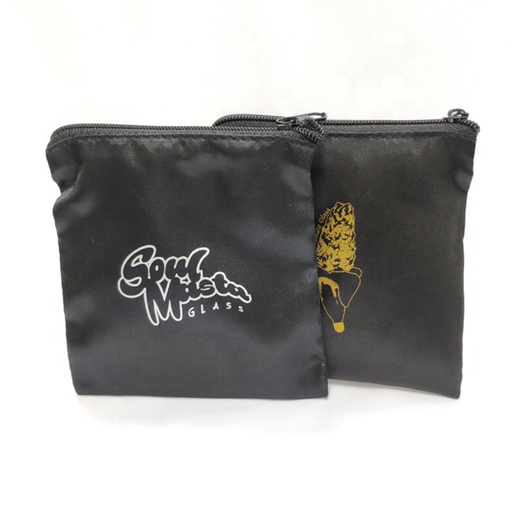 Promotional small silk bag with zipper custom logo pouch Promotional small silk bag with zipper custom logo pouch satin