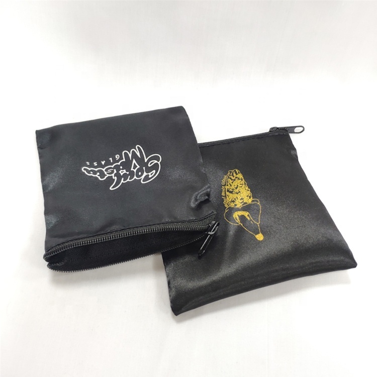 Promotional small silk bag with zipper custom logo pouch Promotional small silk bag with zipper custom logo pouch satin