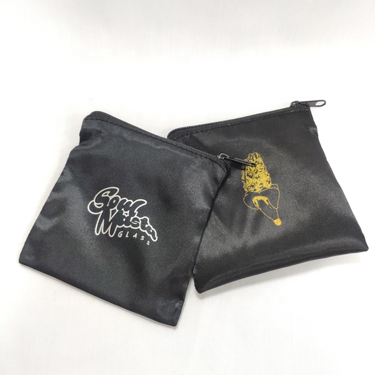 Promotional small silk bag with zipper custom logo pouch Promotional small silk bag with zipper custom logo pouch