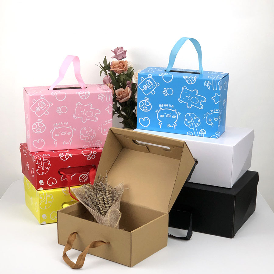 Customized printed foldable shoes box with ribbon handle Customized printed foldable shoes box with ribbon handle