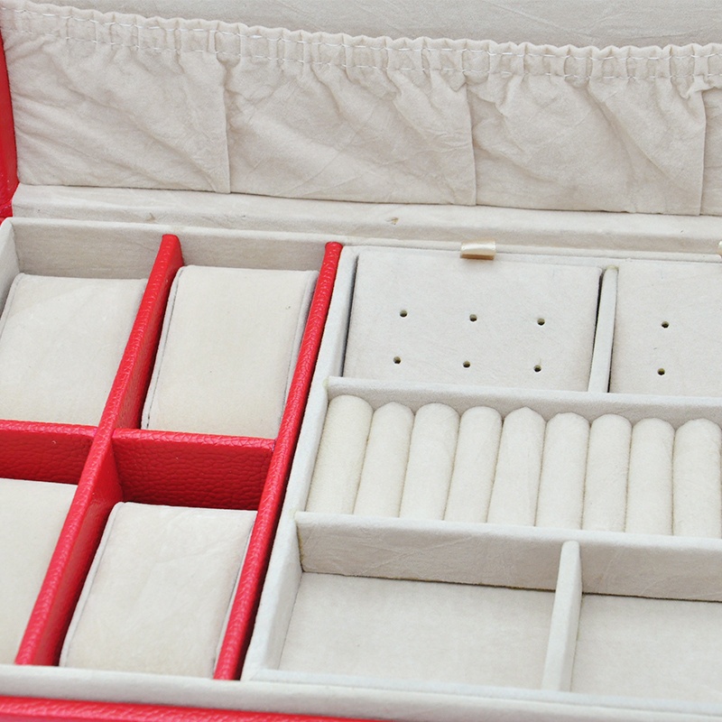Wooden leather jewelry storage box