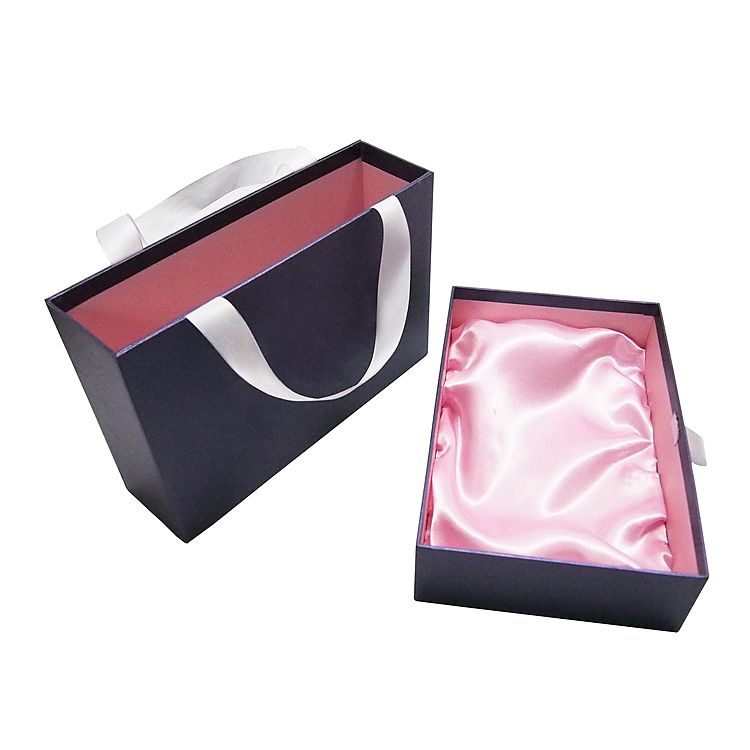 Drawer packaging box with handle and satin insert for gifts Drawer packaging box with handle and satin insert for gifts