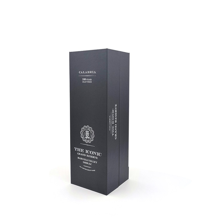 Silver stamping book style design single bottle wine box katady.com Factory custom logo silver stamping book style design single bottle wine paper packaging boxes