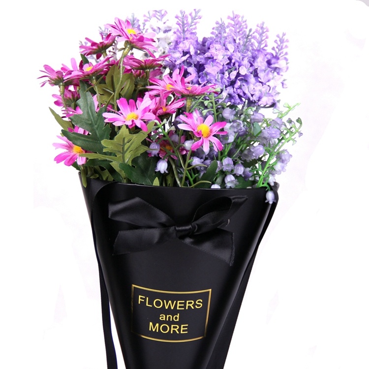 Handmade covered cardboard cone flower box Handmade covered cardboard cone flower box