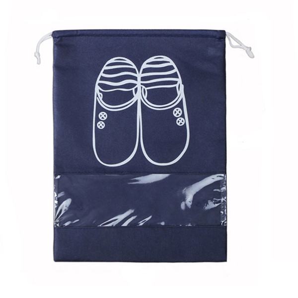 Reusable non woven drawstring shoe bag with PVC window Reusable non woven drawstring shoe bag with PVC window