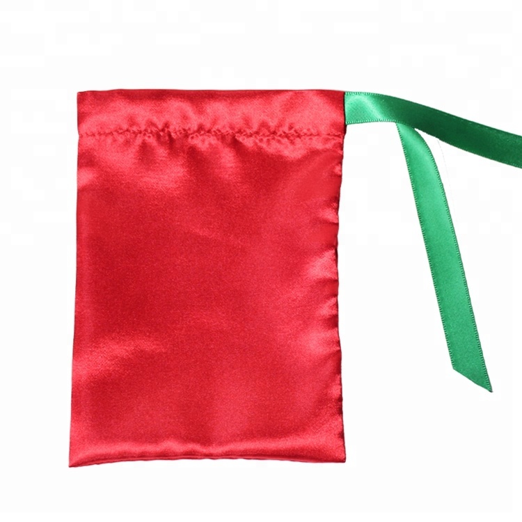 Satin bowknot custom christmas felt drawstring bag Satin bowknot custom christmas felt drawstring bag