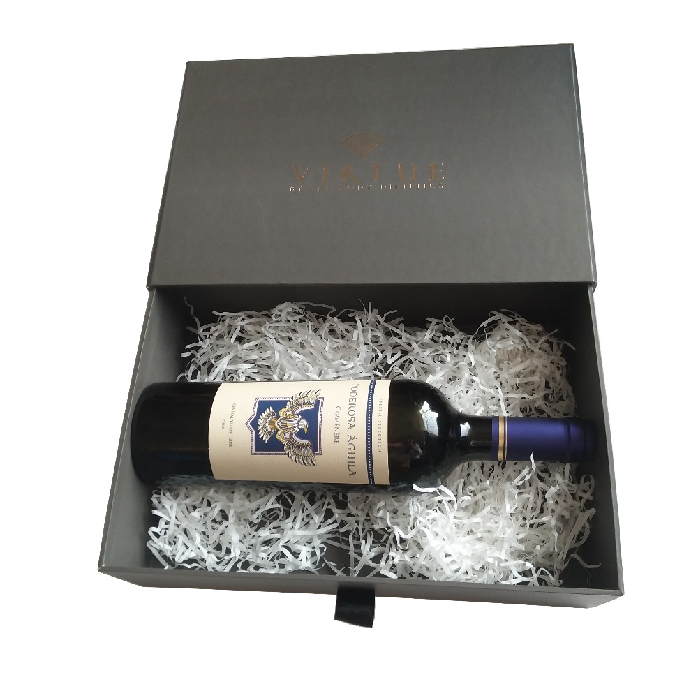 Grey matt printing drawer shaped paper wine box Grey matt printing drawer shaped paper wine box