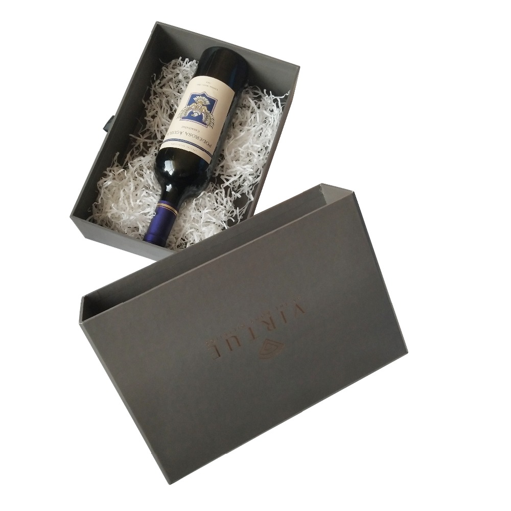Grey matt printing drawer shaped paper wine box Grey matt printing drawer shaped paper wine box
