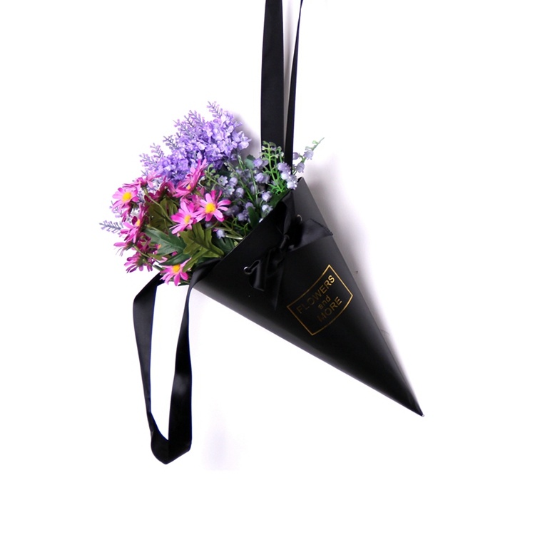 Handmade covered cardboard cone flower box Handmade covered cardboard cone flower box