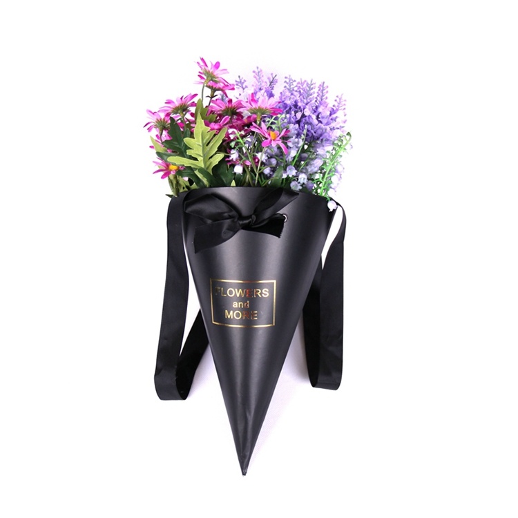 Handmade covered cardboard cone flower box Handmade covered cardboard cone flower box