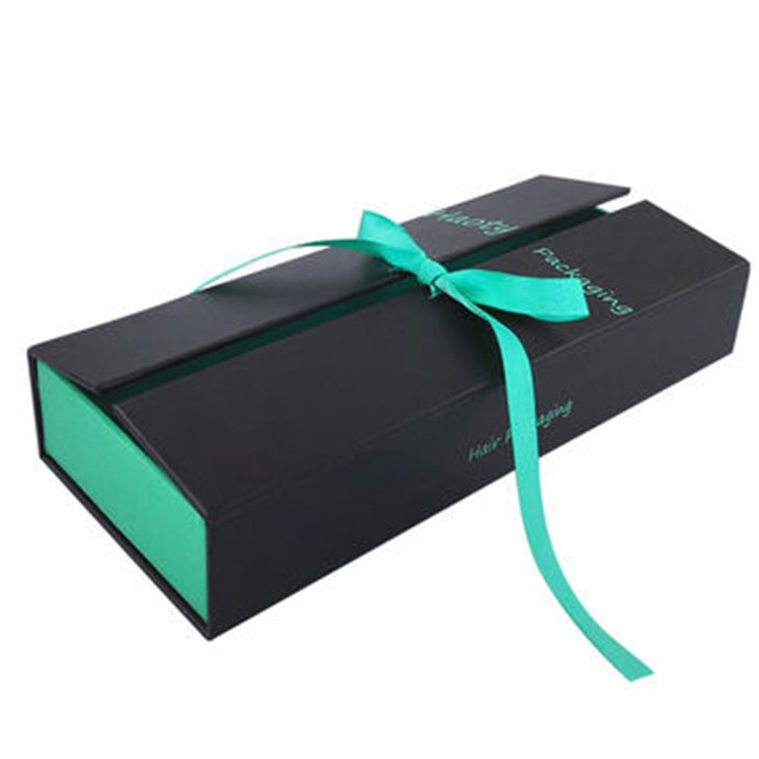 Magnetic folding hair extension box with ribbon Magnetic folding hair extension box with ribbon