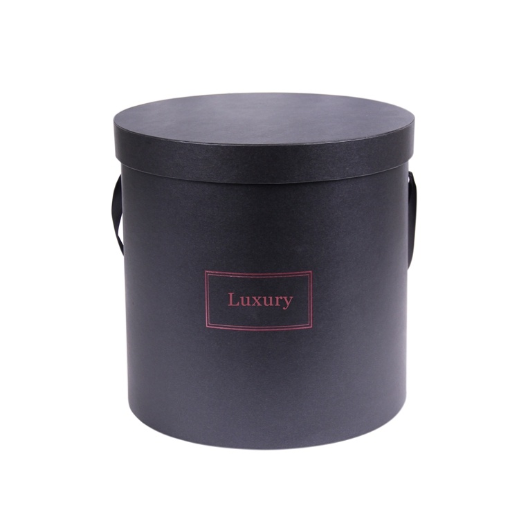 Cylinder Florist Portable Box Black Round Flower Hat Box