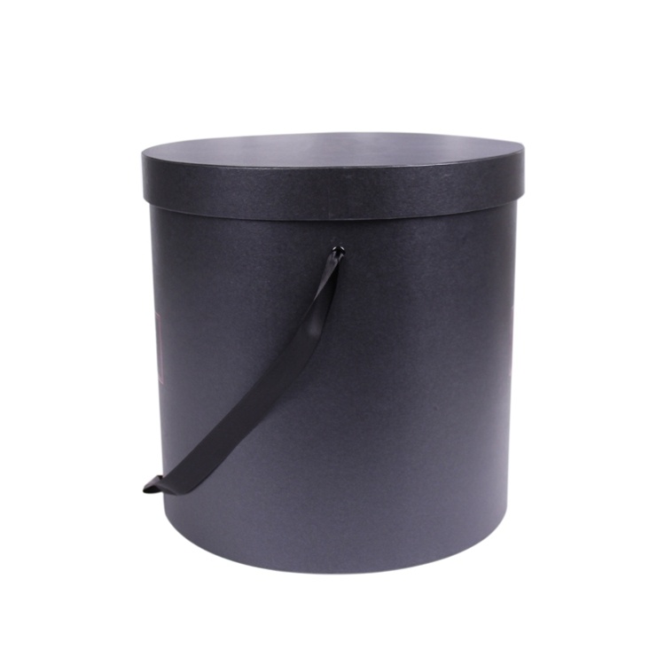 Cylinder Florist Portable Box Black Round Flower Hat Box