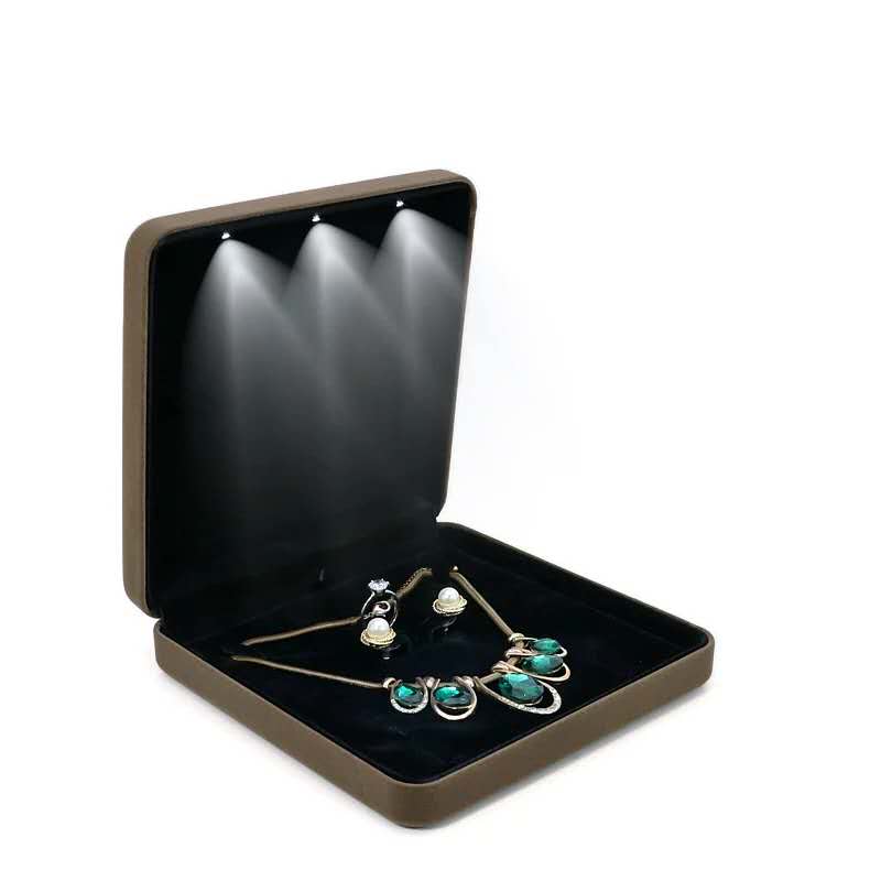 LED light wedding ring boxes plastic necklace velvet gift LED light wedding ring boxes plastic necklace velvet gift