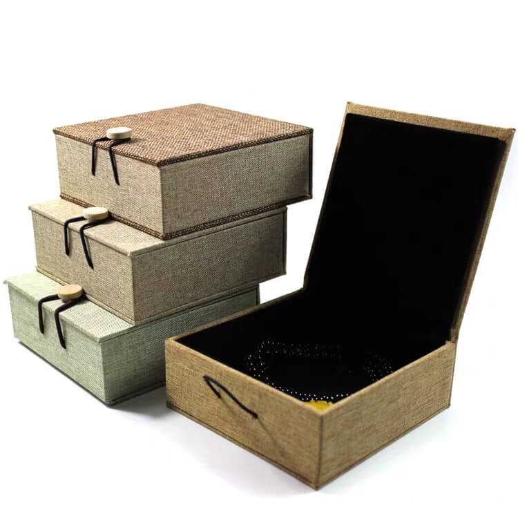 Linen jewelry gift box necklace bracelet jewelry packaging Linen jewelry gift box necklace bracelet jewelry packaging