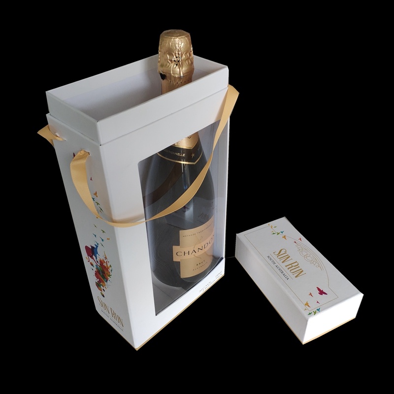 Luxury cardboard two bottle wine gift box with PVC window Luxury cardboard two bottle wine gift box with PVC window