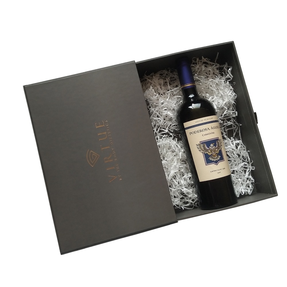 Grey matt printing drawer shaped paper wine box Grey matt printing drawer shaped paper wine box