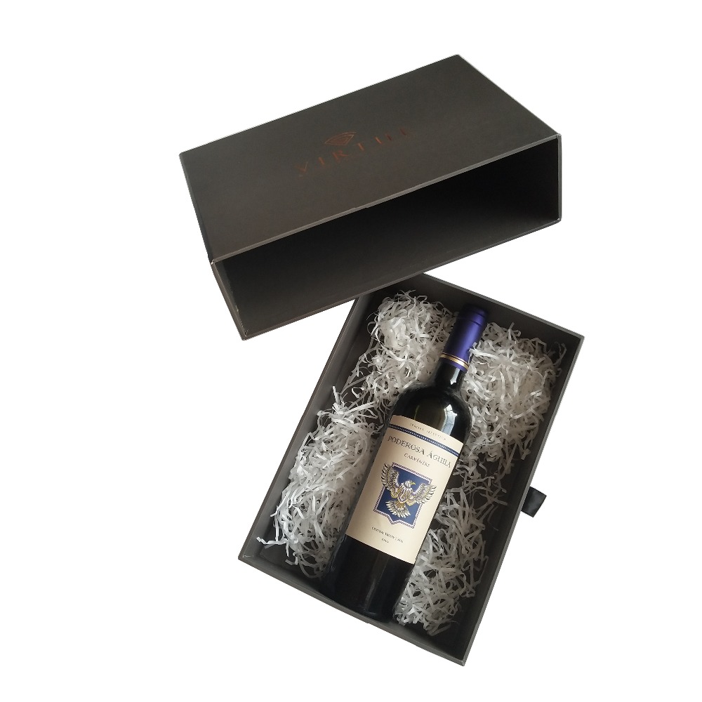Grey matt printing drawer shaped paper wine box Grey matt printing drawer shaped paper wine box