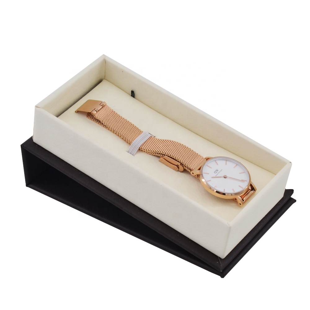 Luxury packaging paper UV logo leather watch box for her Luxury packaging paper UV logo leather watch box for her