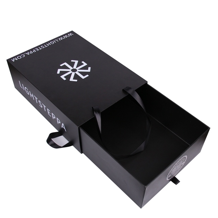 Rigid paper sliding drawer gift box with ribbon Rigid paper sliding drawer gift box with ribbon