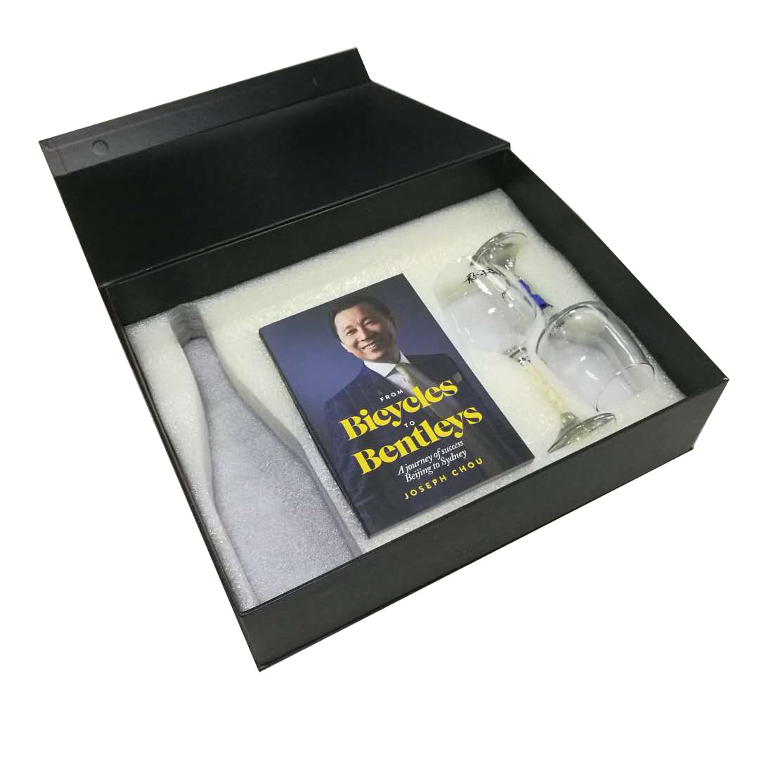 Matte black EPE foam interior wine bottle box Matte black EPE foam interior wine bottle box