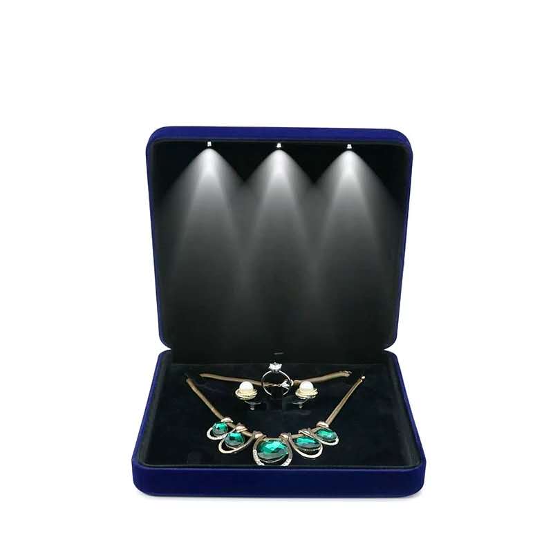 LED light wedding ring boxes plastic necklace velvet gift LED light wedding ring boxes plastic necklace velvet gift