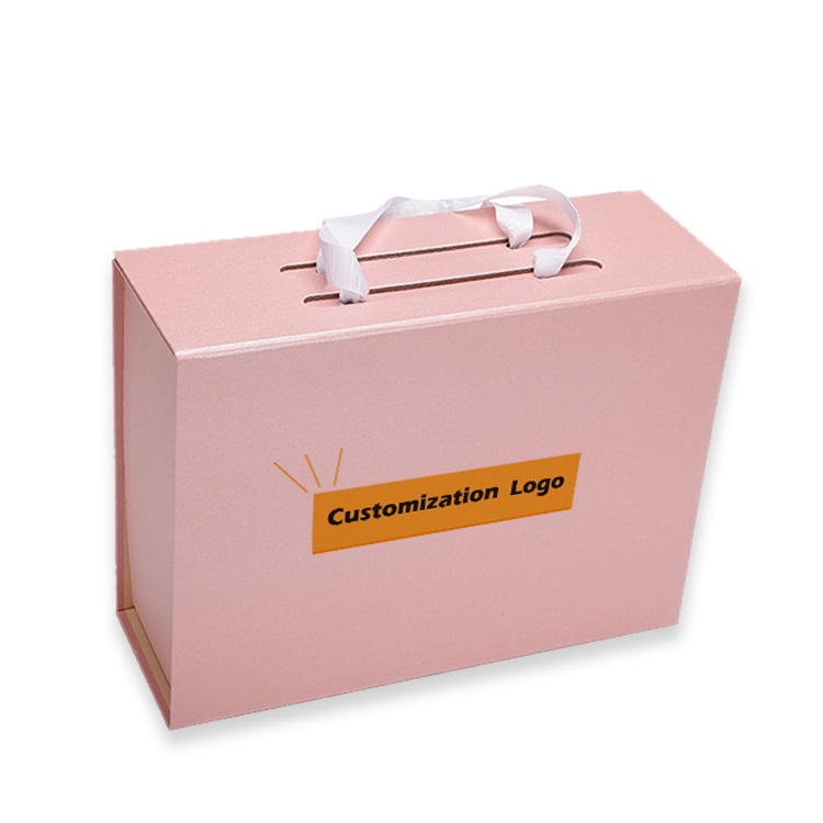 Portable gift packaging box with silk ribbon Portable gift packaging box with silk ribbon
