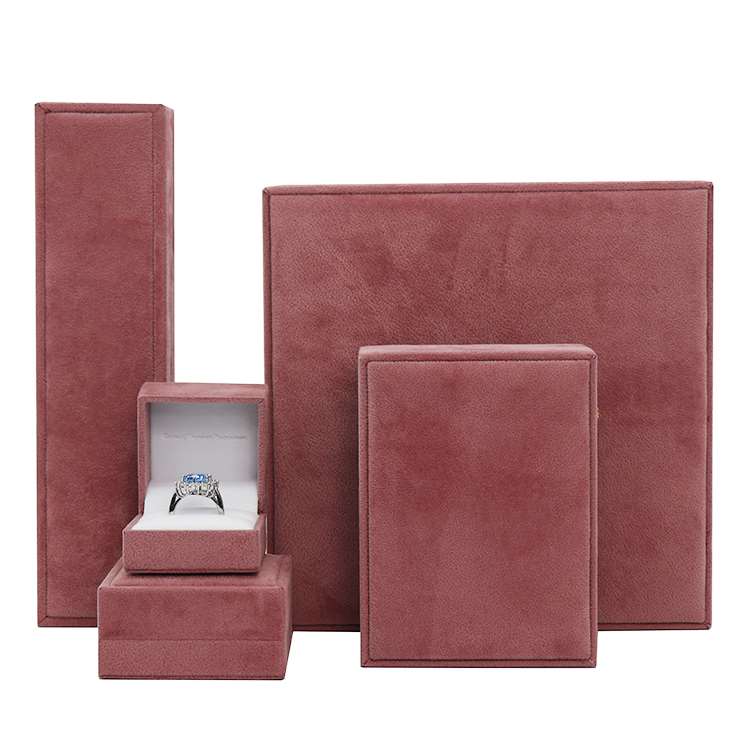 Pink velvet jewellery box packaging plastic suede jewelry Pink velvet jewellery box packaging plastic suede jewelry