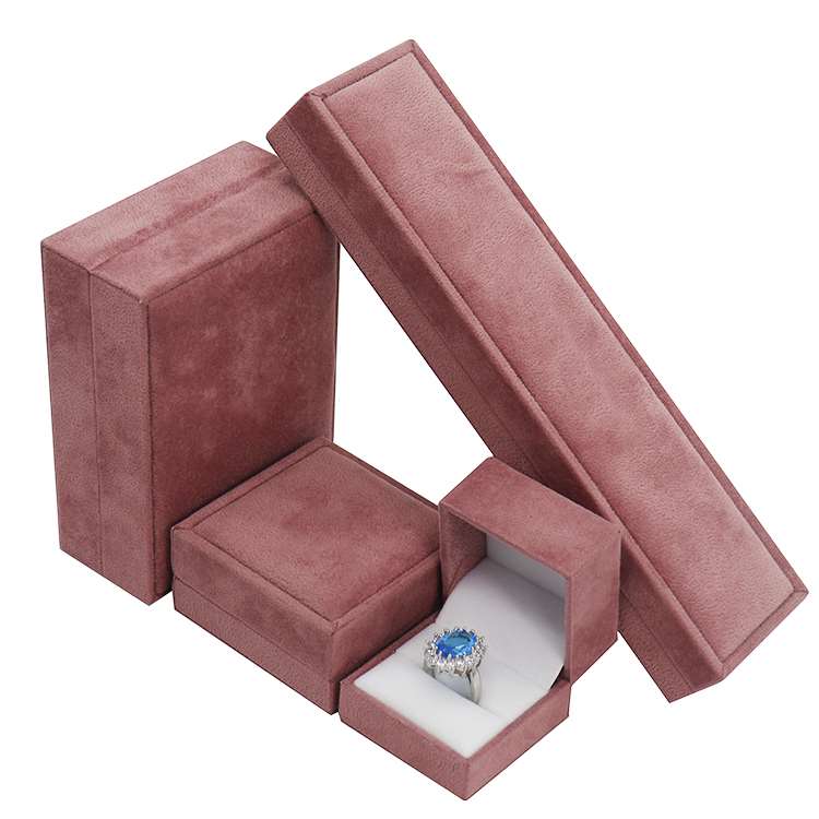 Pink velvet jewellery box packaging plastic suede jewelry Pink velvet jewellery box packaging plastic suede jewelry