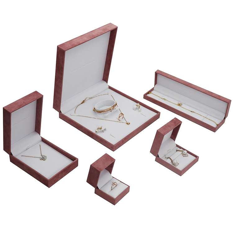 Pink velvet jewellery box packaging plastic suede jewelry Pink velvet jewellery box packaging plastic suede jewelry