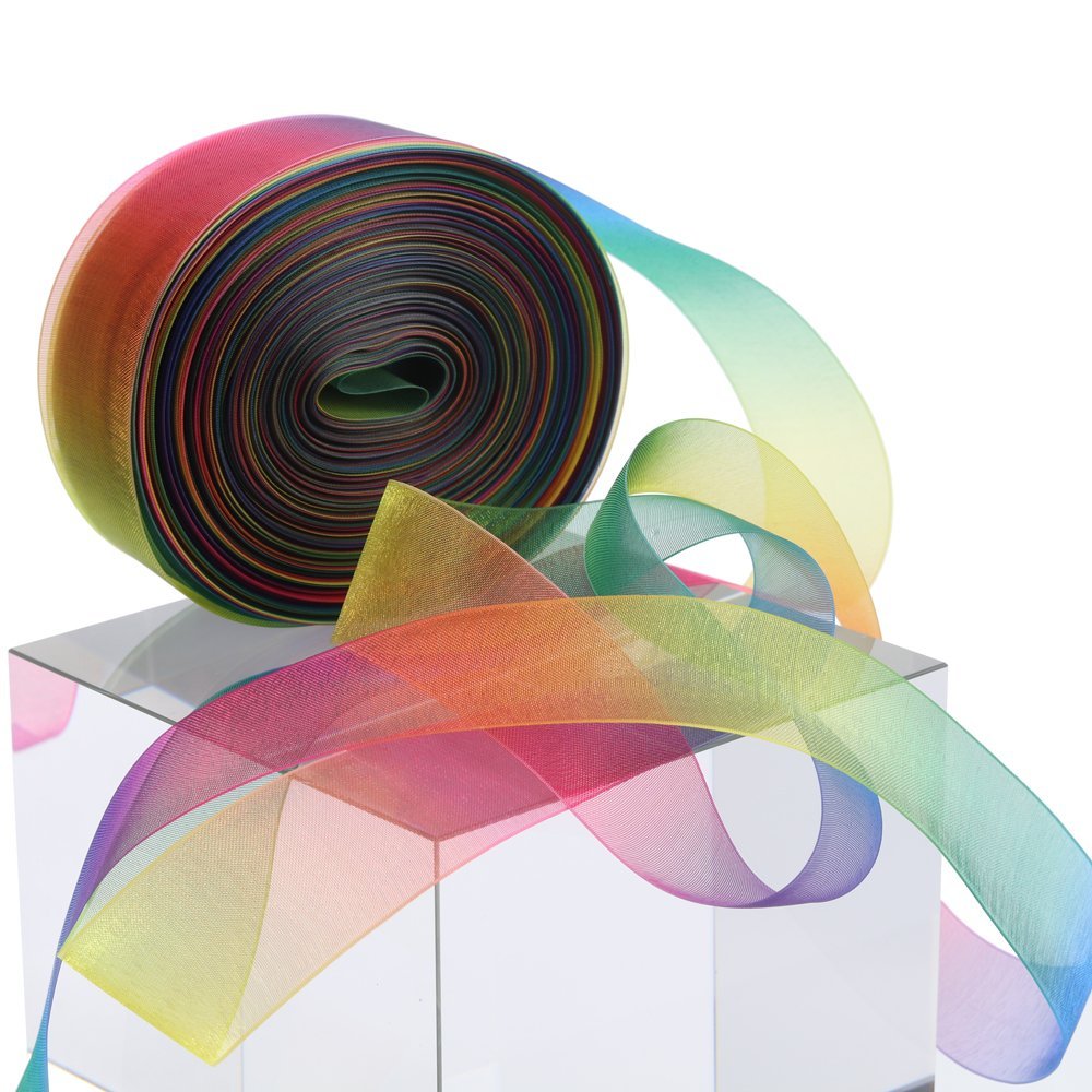 Rainbow colors wholesale satin edged organza ribbon Rainbow colors wholesale satin edged organza ribbon